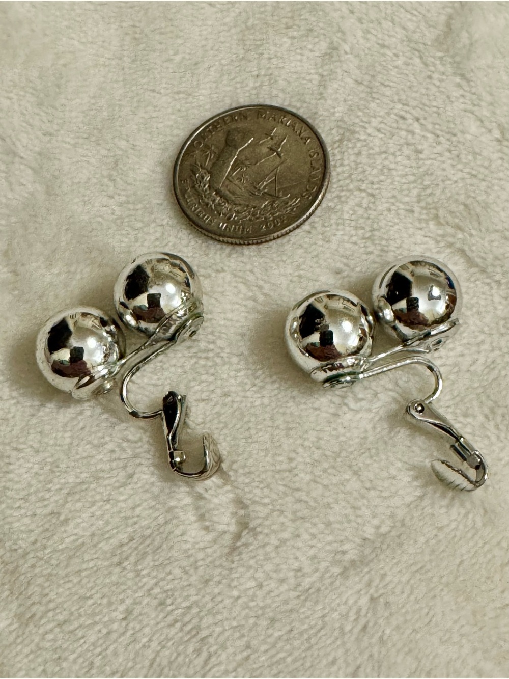 Silver-Tone Double Ball Clip-On Earrings